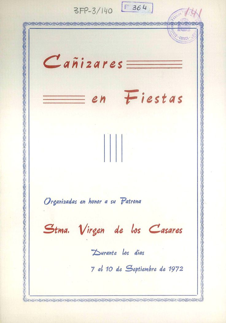 Fiestas en honor a la Virgen de los Casares 1972 Cañizares